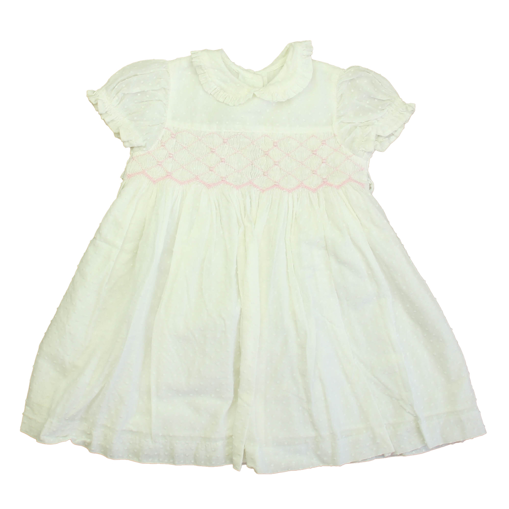 Mariella Ferrari Girls White | Pink Smocked Dress size: 12 Months